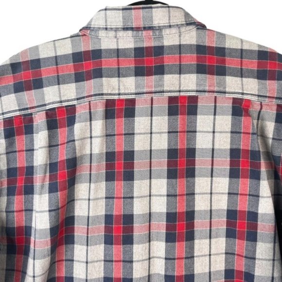 CARHARTT Shirt Men's Size L Tall Grey Blue Red Hubbard Plaid Long Sleeve - Picture 6 of 8
